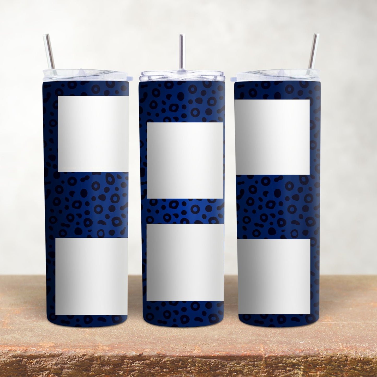 Blue Animal Print Ombre 6 Pic Photo Tumbler