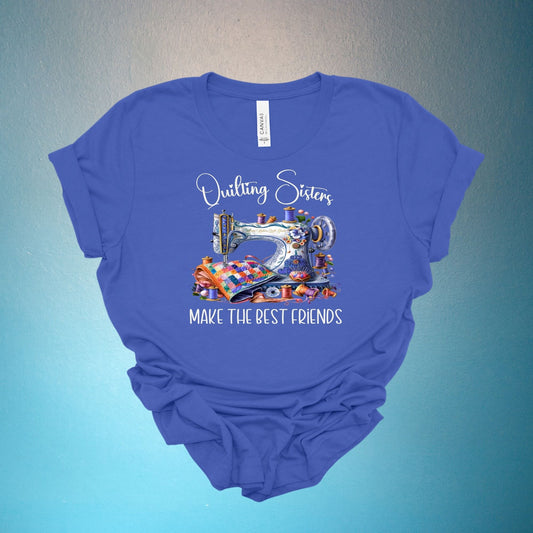 Piece Makers Quilt Guild - Quilting Sisters Short Sleeve Unisex Crew Neck T-Shirt