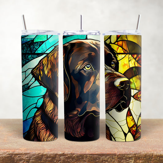 Chocolate Lab In Stained Glass