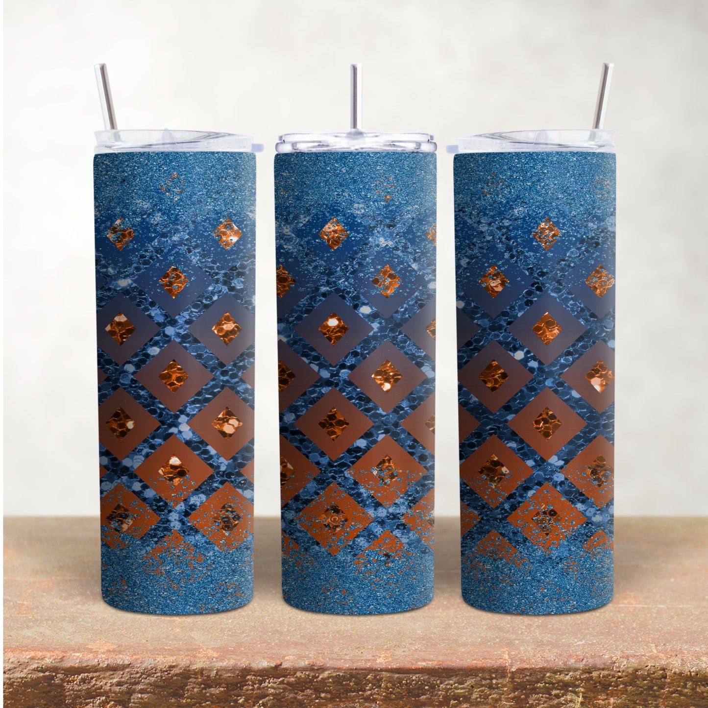 Copper Diamonds on Blue