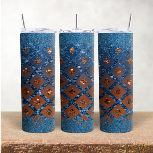 Copper Diamonds on Blue