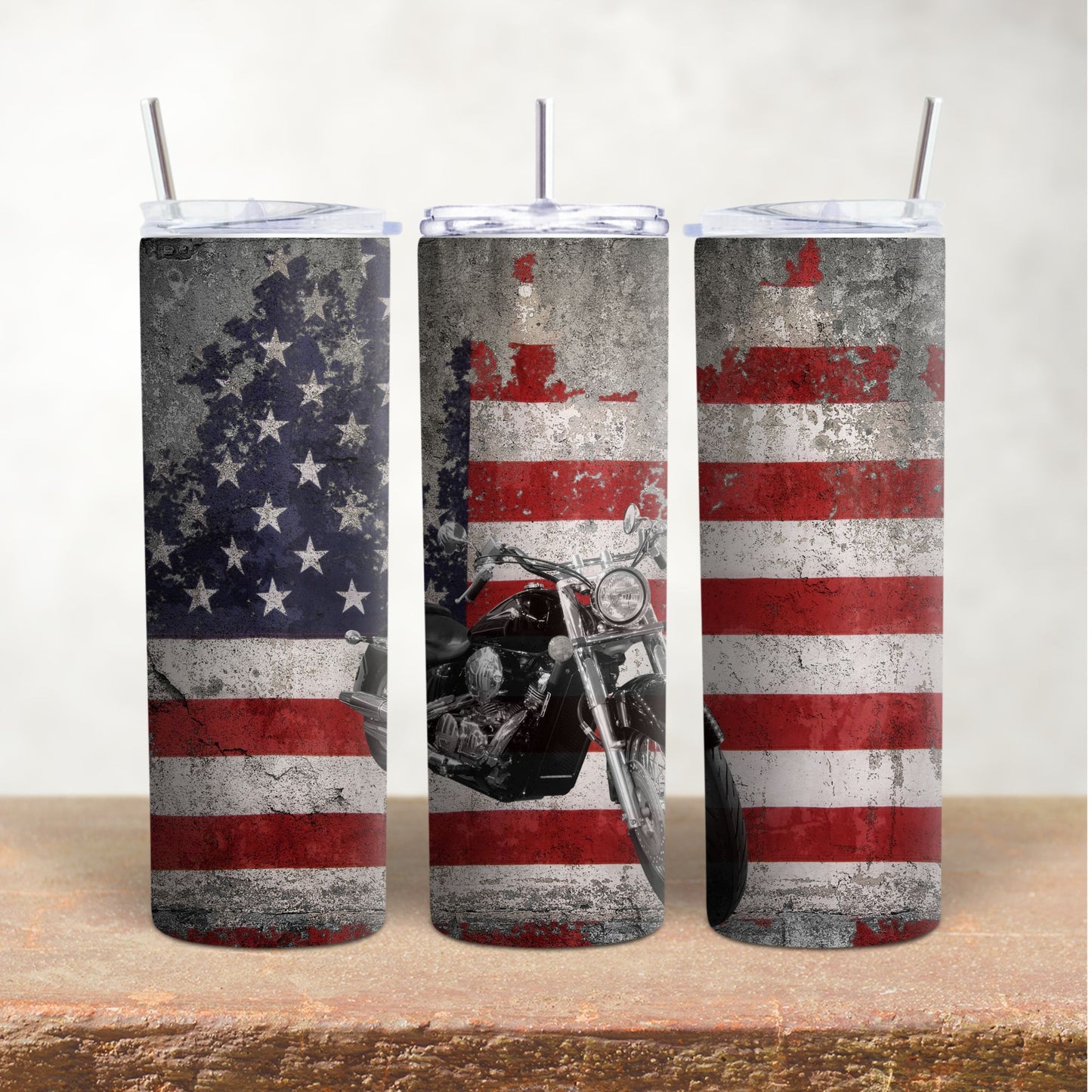 Flag Motorcycle Distressed