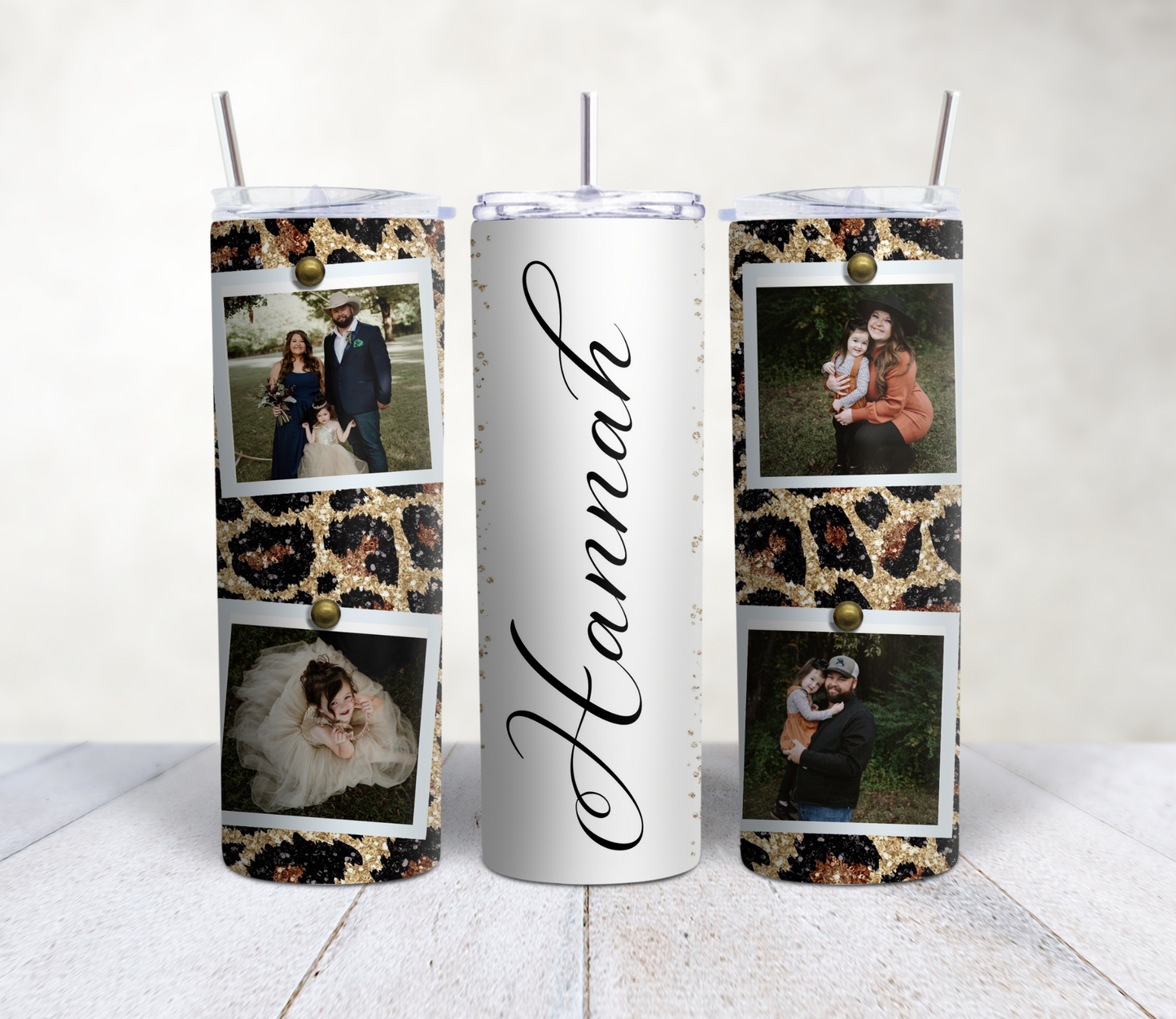 Glittery Animal Print 4 Photo Tumbler
