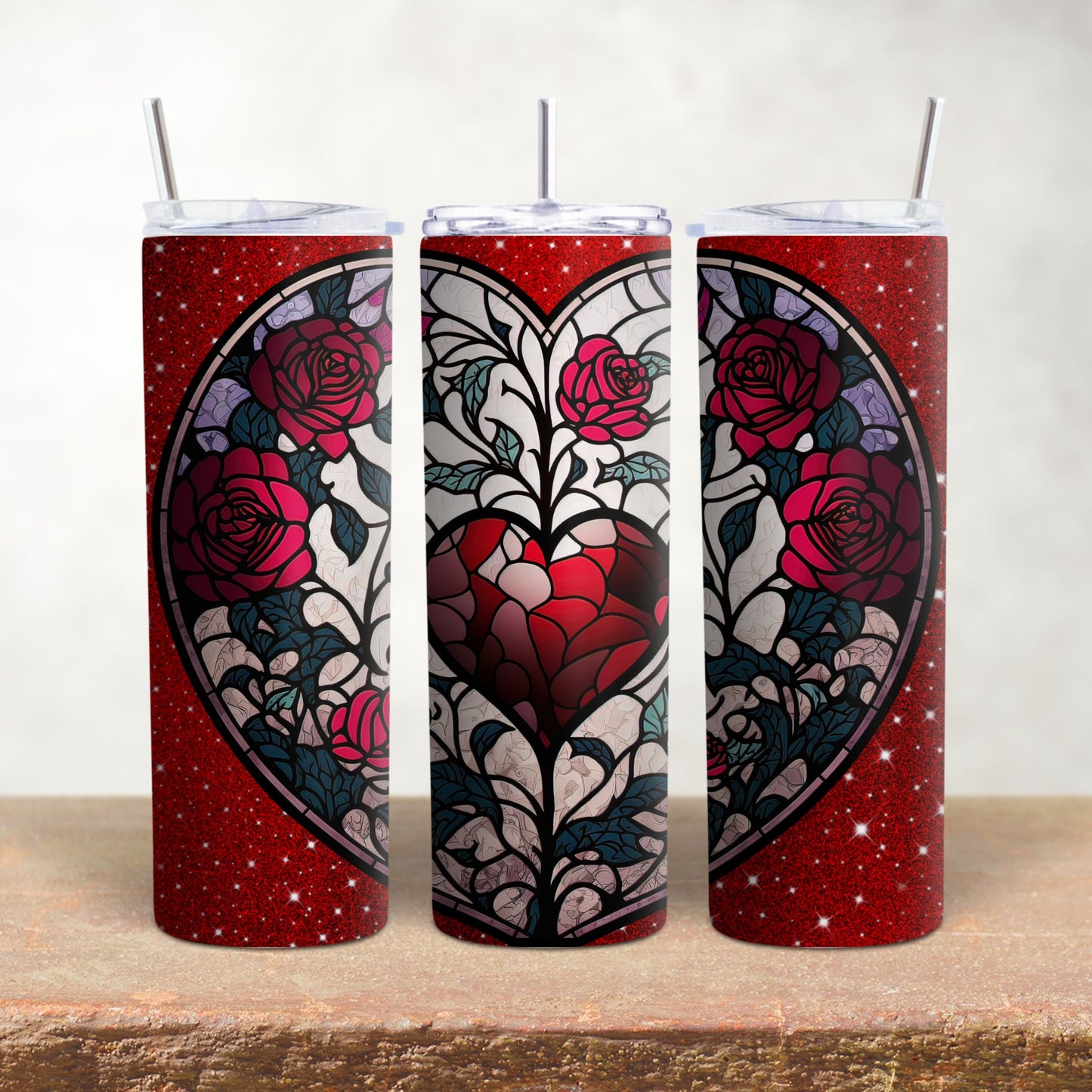 Heart & Roses In Stained Glass