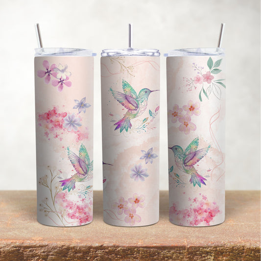 Hummingbirds & Flowers in Pastel