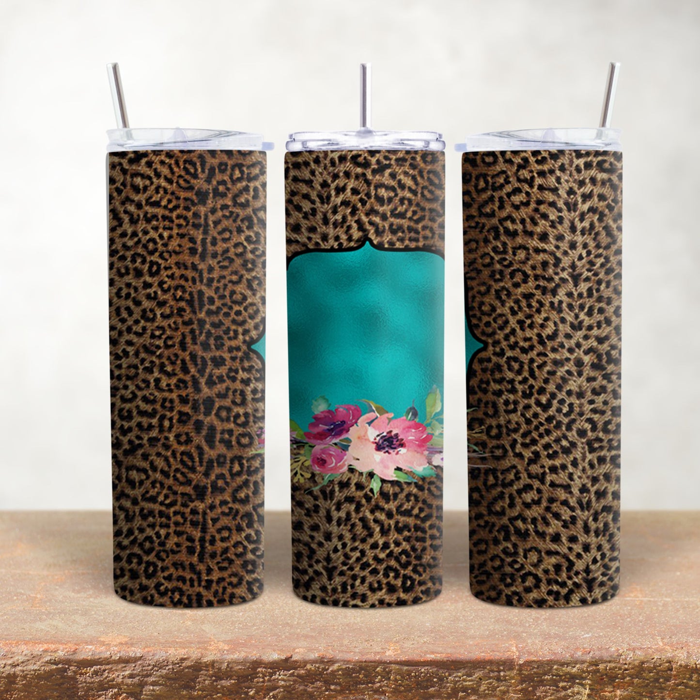 Leopard Print Water Color Flowers