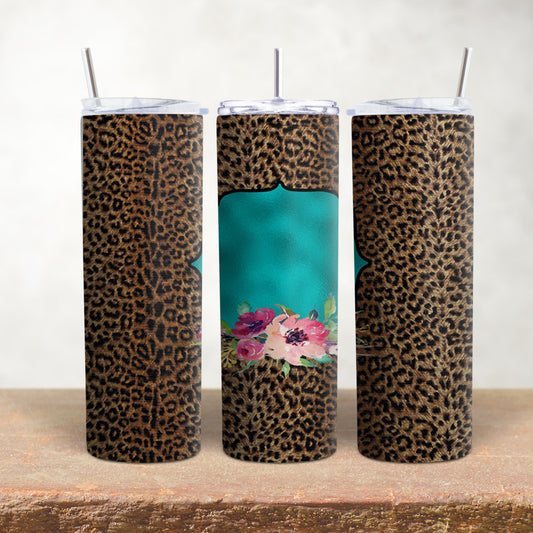 Leopard Print Water Color Flowers