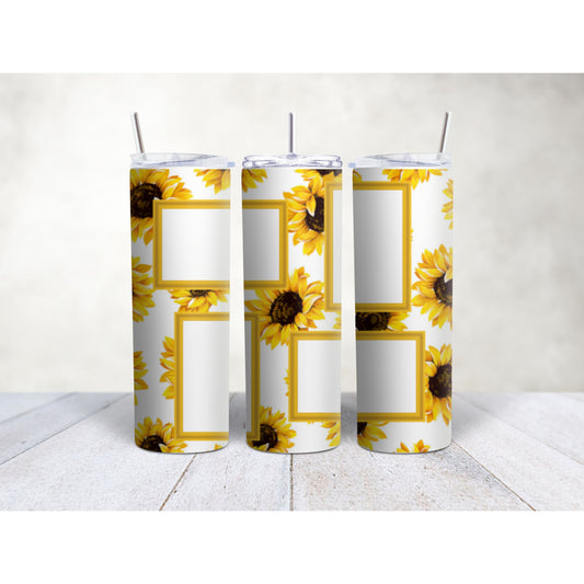 Bright Sunflowers 4 Photo Tumbler on White Background
