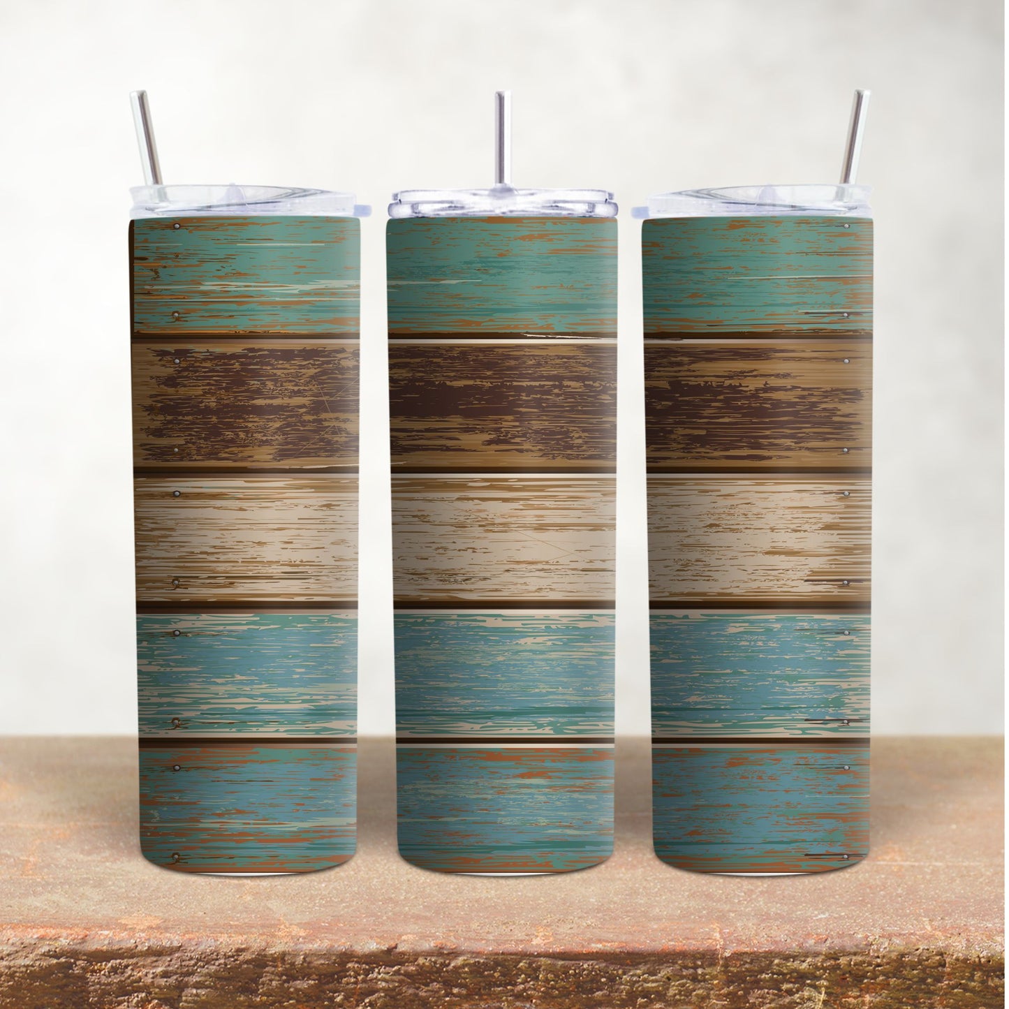 Teal & Neutral Woodgrain Stripes