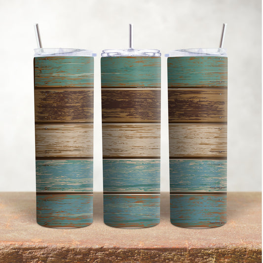 Teal & Neutral Woodgrain Stripes