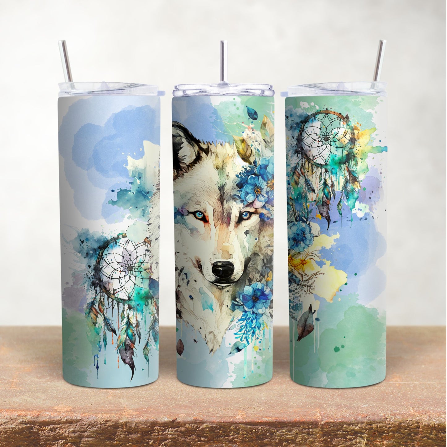 Wolf Dream Catcher in Watercolor