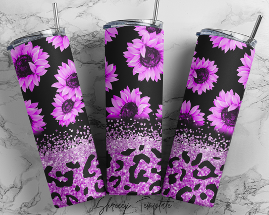 Purple Sunflowers & Glitter Animal Print