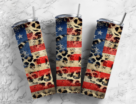 Flag Tumbler with Animal Print Accent 01