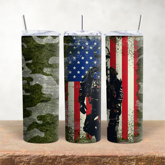 Soldier, Camo & American Flag